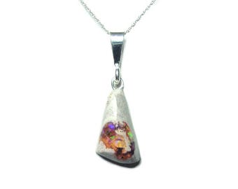 Mexican Fire Opal sterling silver pendant and chain