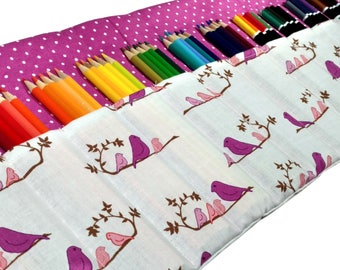 Mothers Day Gift, Bird Pencil Case, Holds up to 60 Color Pencils