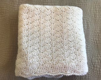 Crochet Baby Blanket, White