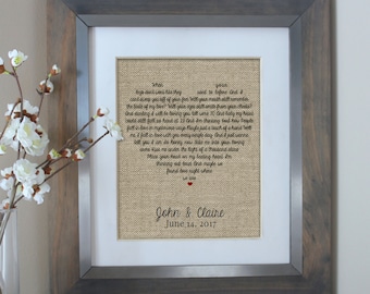 Wedding Gift Song Lyric Art Wedding Song Lyrics Personalized Wedding Gift First Dance Lyric Song Lyric Art Wedding Anniversary Gifts for Men