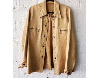 Vintage 1970's Reversible Leather Button Up