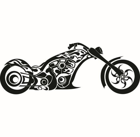 Download Motorcycle 9 Chopper Outlaw Bike Biker Flames Shop Logo .SVG