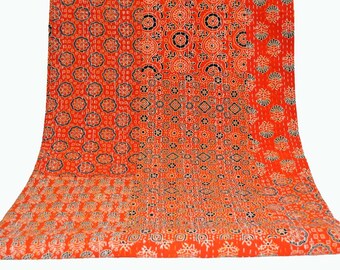 Patchwork handblock Kantha,Bedcover,Bedspread,Blanket,Throw,Kantha Quilt,handart Kantha Queen Size Quilt,king size Quilt,Baby quilt throw