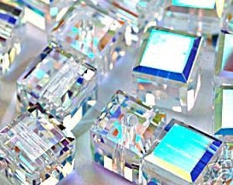 4p 5601 8mm Swarovski CRYSTAL AB Cube Beads Cubes Loose Beads for Jewelry making Cubes