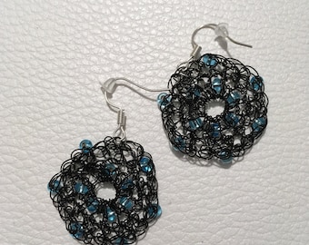 Crochet earrings with swarowski crystals
