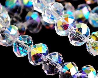 150pcs* 4mm Crystal AB Beads 3x4mm CLEAR Ab Crystals Rondelles 4x3mm CRYSTAL Ab Similar to Swarovski #5040 Diy Jewelry Making Beading Suppli