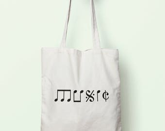 Music Symbols Tote Bag Long Handles TB0109