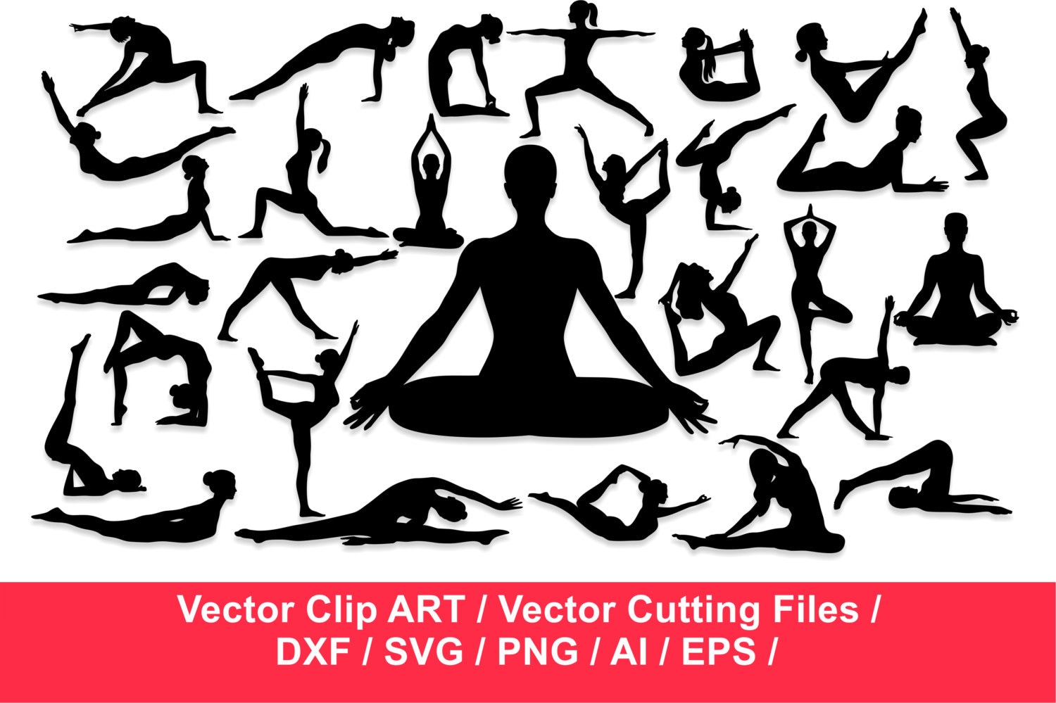 Download Yoga Silhouettes / Workout Silhouette / Exercise Silhouettes
