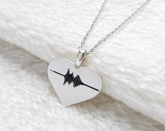 Soundwave Necklace,Heart Shaped Necklace,Baby Heartbeat Necklace,Custom Sound Wave Necklace,Waveform Heart Necklace,Heartlines Necklace