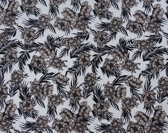 Decorative Fabric, Antique Floral Print, White Fabric, Home Decor Fabric, 42" Inch Cotton Fabric By The Yard ZBC9408A