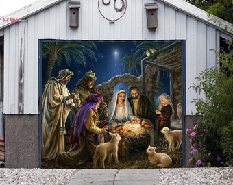 Christmas Garage Door Covers Nativity Scene by CharmYourHome