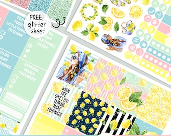 Lemonade - KIT - PRINTABLE silhouette cut file , Mother's Day kit stickers, printable planner stickers Erin Condren Life Planner