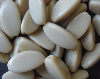VINTAGE Glass Beads (10) Focal Three Sidded Tan German