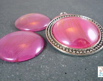 1 large fuchsia (CAB45) 30mm diameter glass cabochon