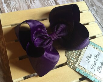 Dark purple hair bow - plum purple hair bow