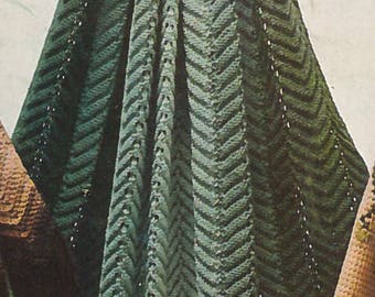 Vintage Zig Zag Afghan Knitting Pattern PDF 1960
