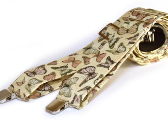 Men's suspenders "Monsieur Butterfly",men's braces,men's straps,clip suspenders,large suspenders,dandy,retro,vintage,wedding,groom