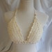 Crochet Halter Top - Sexy Boho Festival Bikini Top With Beads - Creamy Off White