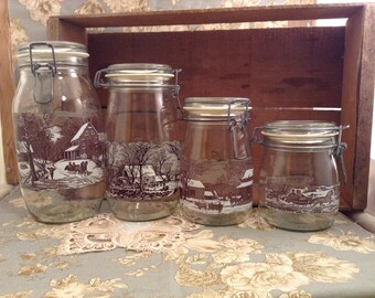 Vintage Currier & Ives American Homestead Canister -choice of size-