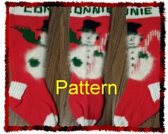 Snowman & Candy Cane Knit Christmas Stocking Pattern *NEW FOR 2015*