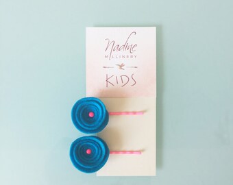 2 Felt hair pin,rose hair pin,girls bobby pins, flower bobby pins