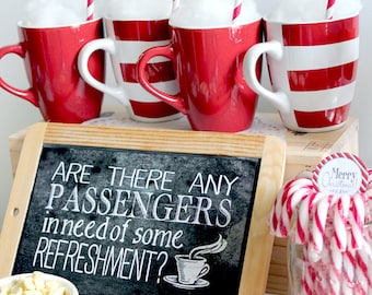 Polar Express Poster Refreshments Chalkboard Style - INSTANT DOWNLOAD - Printable Birthday Christmas Party Sign by Sassaby