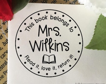 This Book Belongs To Stamp, Read it, Love it, Return it Stamp, Classroom Stamp, Self Inking Stamp, Book Stamp, Custom Teacher Name Stamp