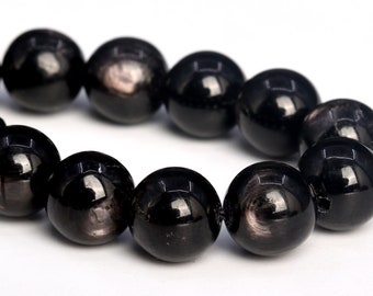 8MM Black Aura Hypersthene Beads Grade AAA Genuine Natural Gemstone Half Strand Round Loose Beads 7.5" BULK LOT 1,3,5,10,50 (105106h-1421)