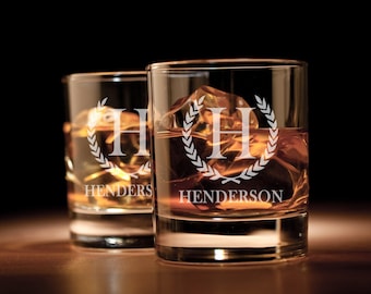 Personalized Engraved Whiskey Glass, Rocks Glass, Scotch Glass, Low Ball Glass