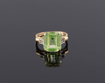 Art Deco Lemon Cubic Zirconia* Diamond Ring Size 6.25 Gold