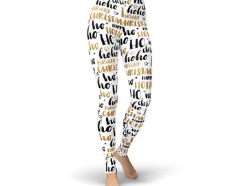 Ho Ho Ho Black and Gold Leggings