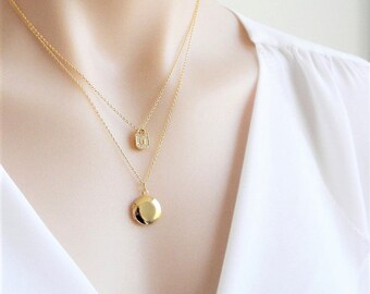 Round Locket, Gold Round Locket, Personalized Locket, Initial Locket, Locket Necklace, Small Round Locket, Gold Locket, Bridesmaids Gift