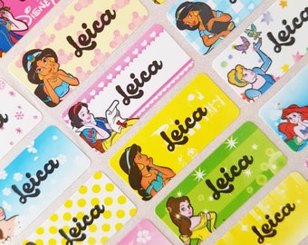 Small Princess custom kids waterproof sticker cartoon character, label for lunch box, bottles, electronics, school, daycare, party favor