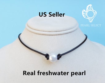 pearl choker necklace,black choker,single pearl necklace,pearl leather necklace,Adjustable pearl necklace,pearl bracelet,pearl select