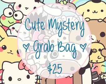 XL Cute Kawaii Mystery Grab Bag / Bag Filled with Cuteness & Kawaiiness / Stationery Grab Bag / Stationary Grab Bag / Kawaii Stationery Bag