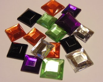 16 piece mix of assorted rhinestone squares, 12-14 mm (B5)