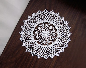 White Lace Flower Crochet Doily, Cottage Chic Home Decor, Spring Table Decoration, Wedding Gift, Elegant, 12 Inch Doily