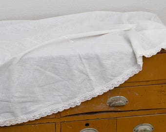 White Round Vintage Tablecloth With Trim