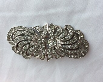 Stunning Vintage 1950s Paste Dress Clip full Duette Brooch