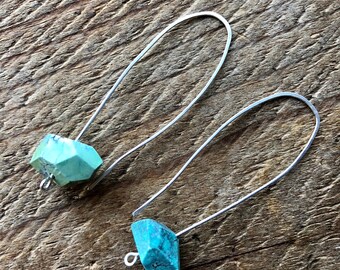 Self Love - Turquoise and Sterling Silver Open Hoop Earrings