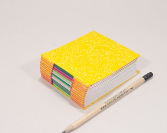 365 Day Notebook / A Page A Day Journal / Handbound Diary / Gratitude Journal / Bitty Book for Kids / Bright Yellow Fabric Cover