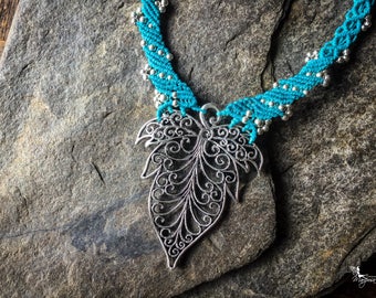 Micro Macrame big leaf elven necklace boho jewelry boho jewelry by Creations Mariposa