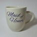 Custom Mug - Bride - Bridesmaid - Maid of Honor - Wedding - Mother -BLACK or IVORY Ring heart Rose Love