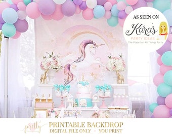 Pink Unicorn Backdrop, YOU PRINT, Unicorn Party, Unicorn Birthday, Unicorn Banner, Unicorn Decorations, Unicorn Party Decor, Printable