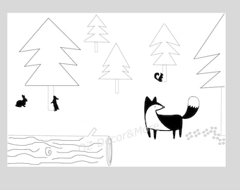 Black & White forest animals- The Woodland collection