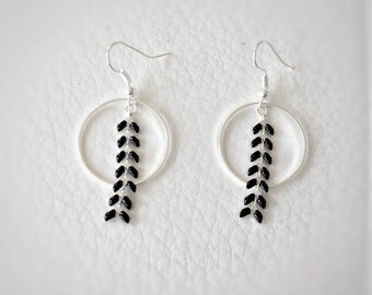 black and silver dangling earrings