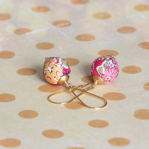 Liberty earrings,Cute earrings,Colorful earrings,Red earrings,Flower earrings,Liberty jewelry,Summer trends,Gift under 30, Small gift