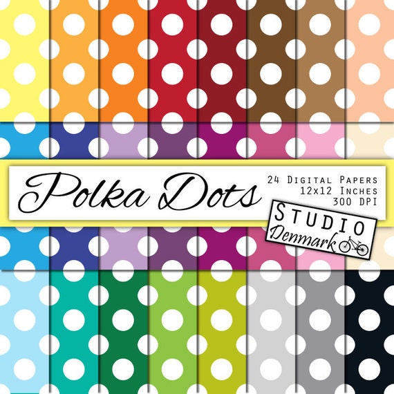 Download Polka Dots Digital Paper Large Polkadots 24 Colors Retro