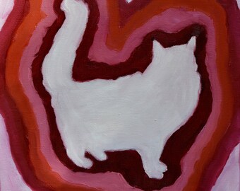 Cat Painting, Cat Aura VI (Original Oil Painting), Small Painting
