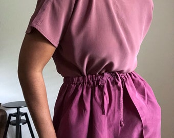 vintage silk button back tee